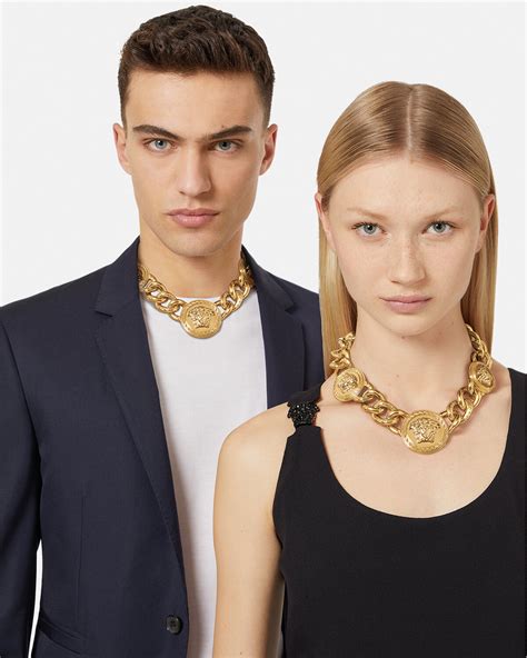 versace gold chain necklaces|versace medusa necklace with tag.